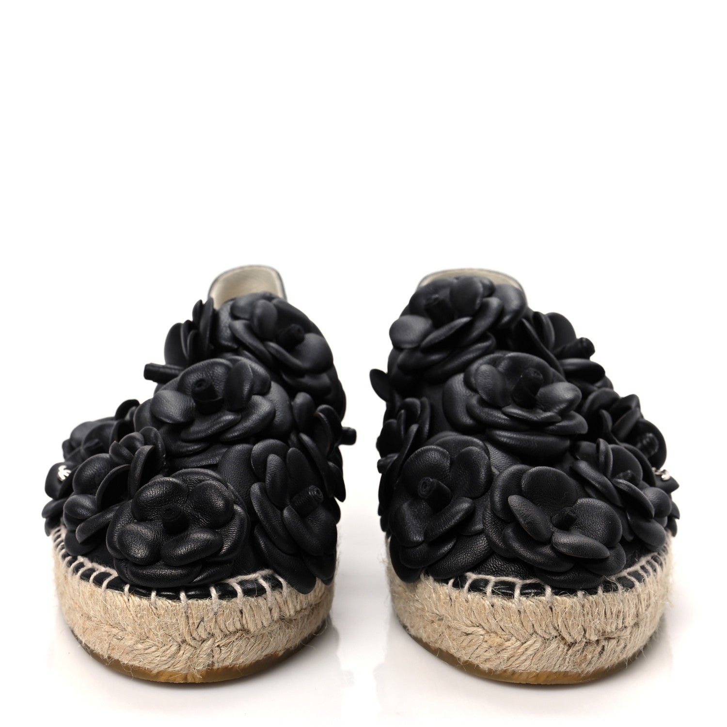 Chanel Lambskin Camellia CC Espadrilles 37 Black 2 of 7
