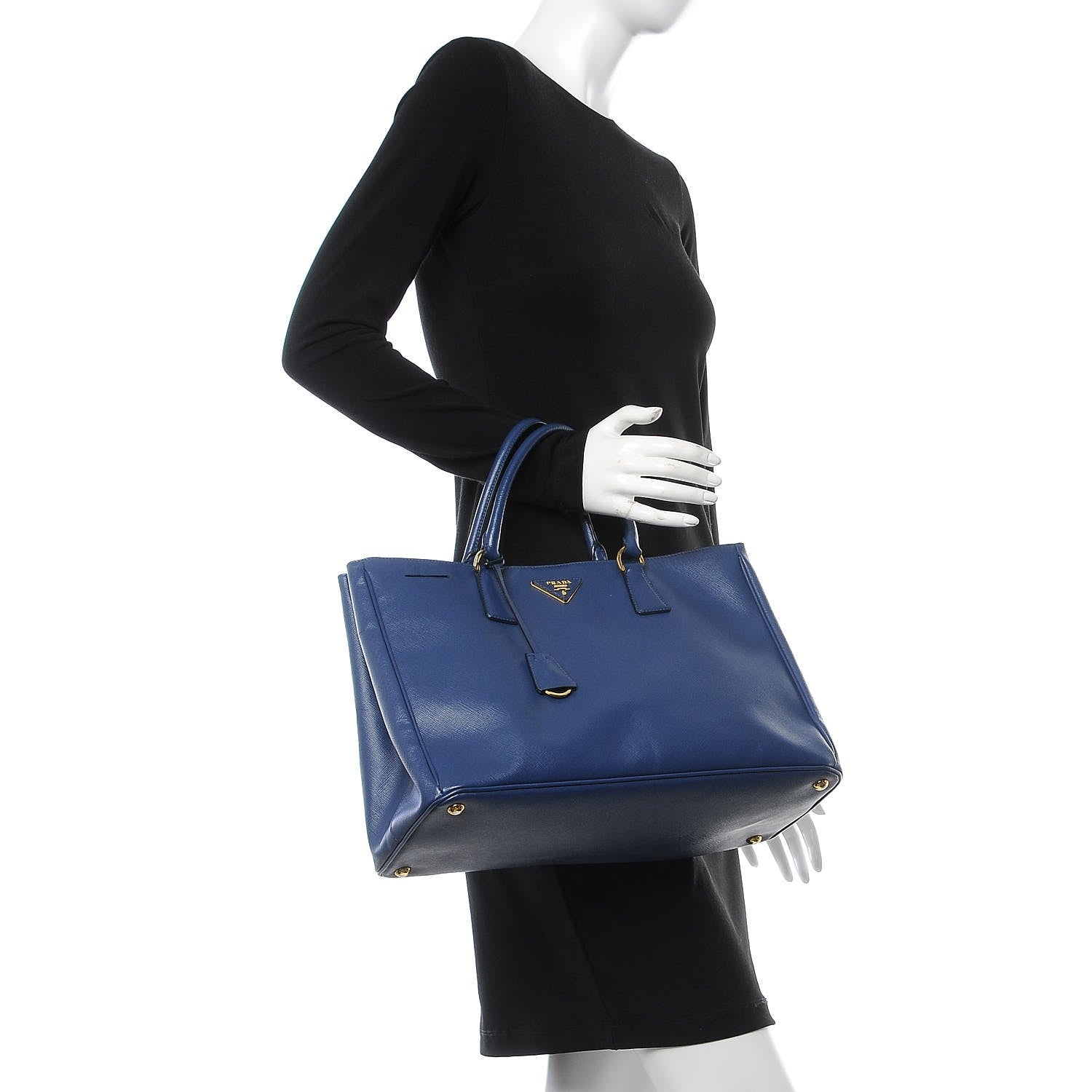 Prada Saffiano Lux Large Tote Bluette 2 of 13