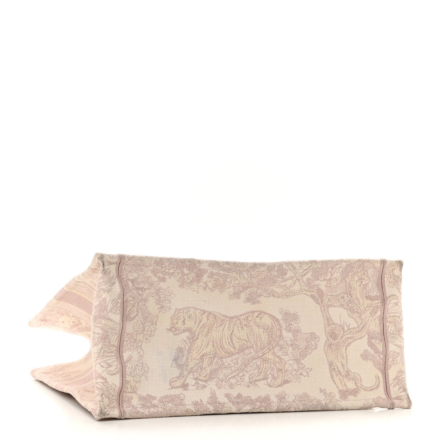Canvas Toile De Jouy Embroidered Medium Book Tote Pink