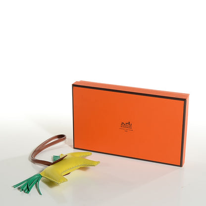 Hermes Milo Lambskin Grigri Rodeo Horse Bag Charm MM Lime Menthe Fauve 5 of 5
