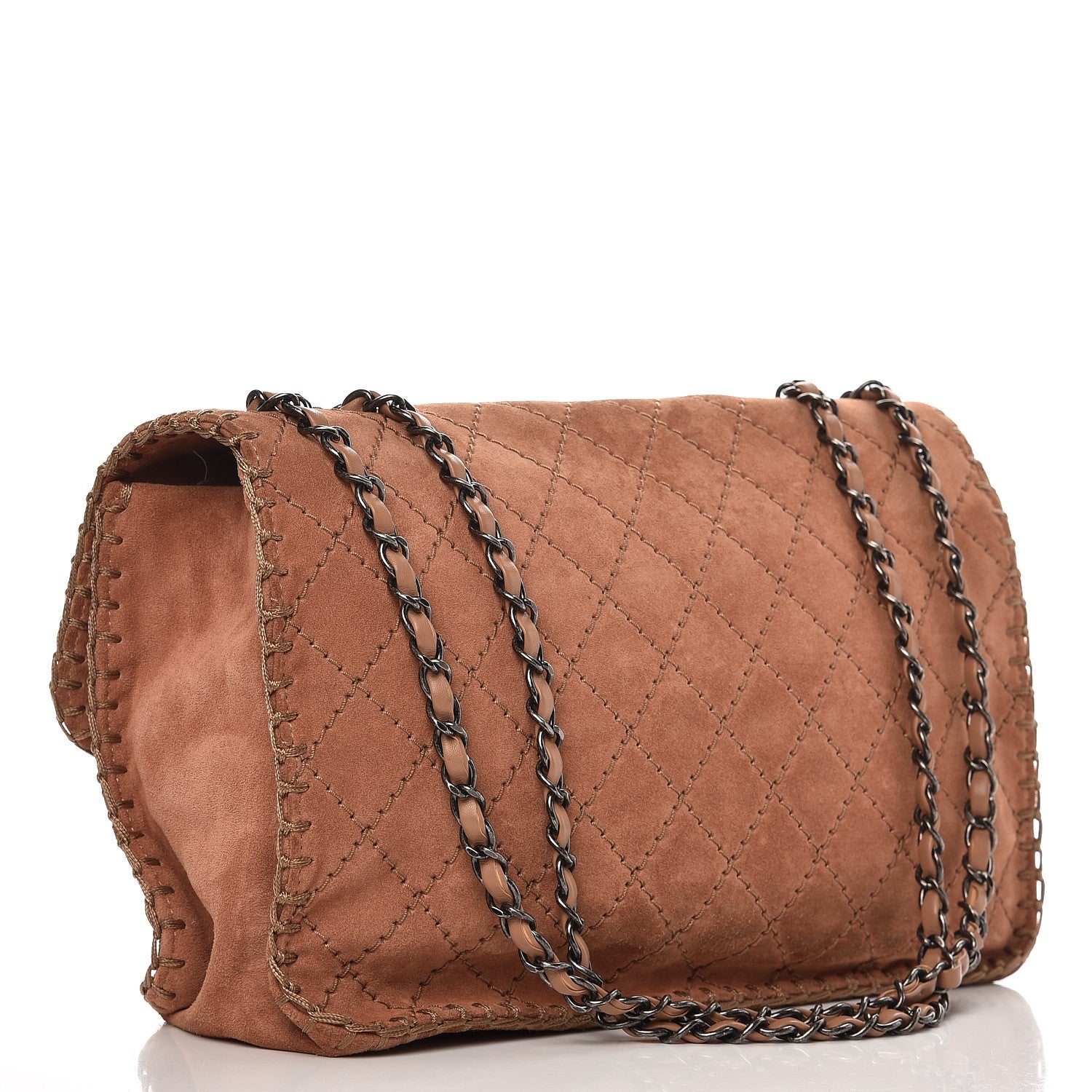 Chanel Suede Calfskin Stitch Flap Light Brown 3 of 10