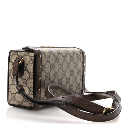 Gucci GG Supreme Monogram Textured Dollar Calfskin Mini Trunk Shoulder Bag Beige Ebony New Acero 3 of 11