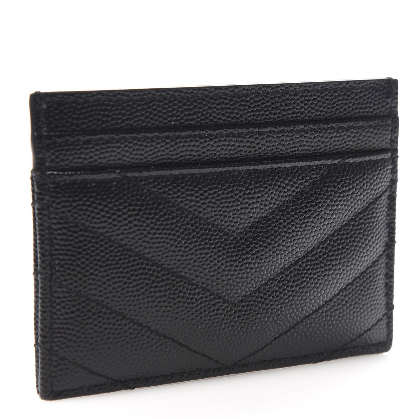 Grain De Poudre Matelasse Chevron Monogram Credit Card Case Black
