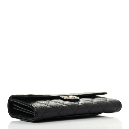 Chanel Caviar Quilted Large Gusset Flap Wallet Black 3 of 4
