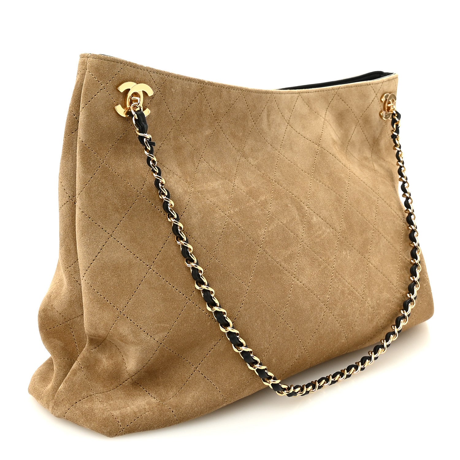 Chanel Suede Quilted Eyes On You Large Shopping Bag Beige 3 of 10