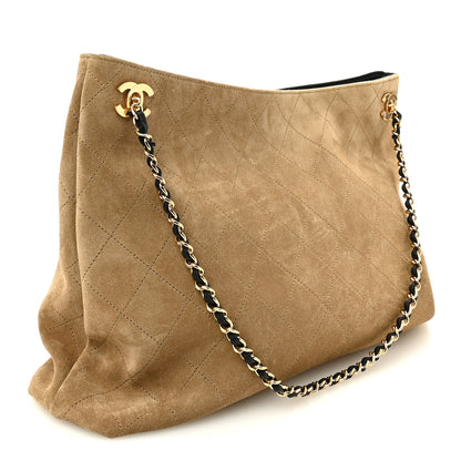 Chanel Suede Quilted Eyes On You Large Shopping Bag Beige 3 of 10