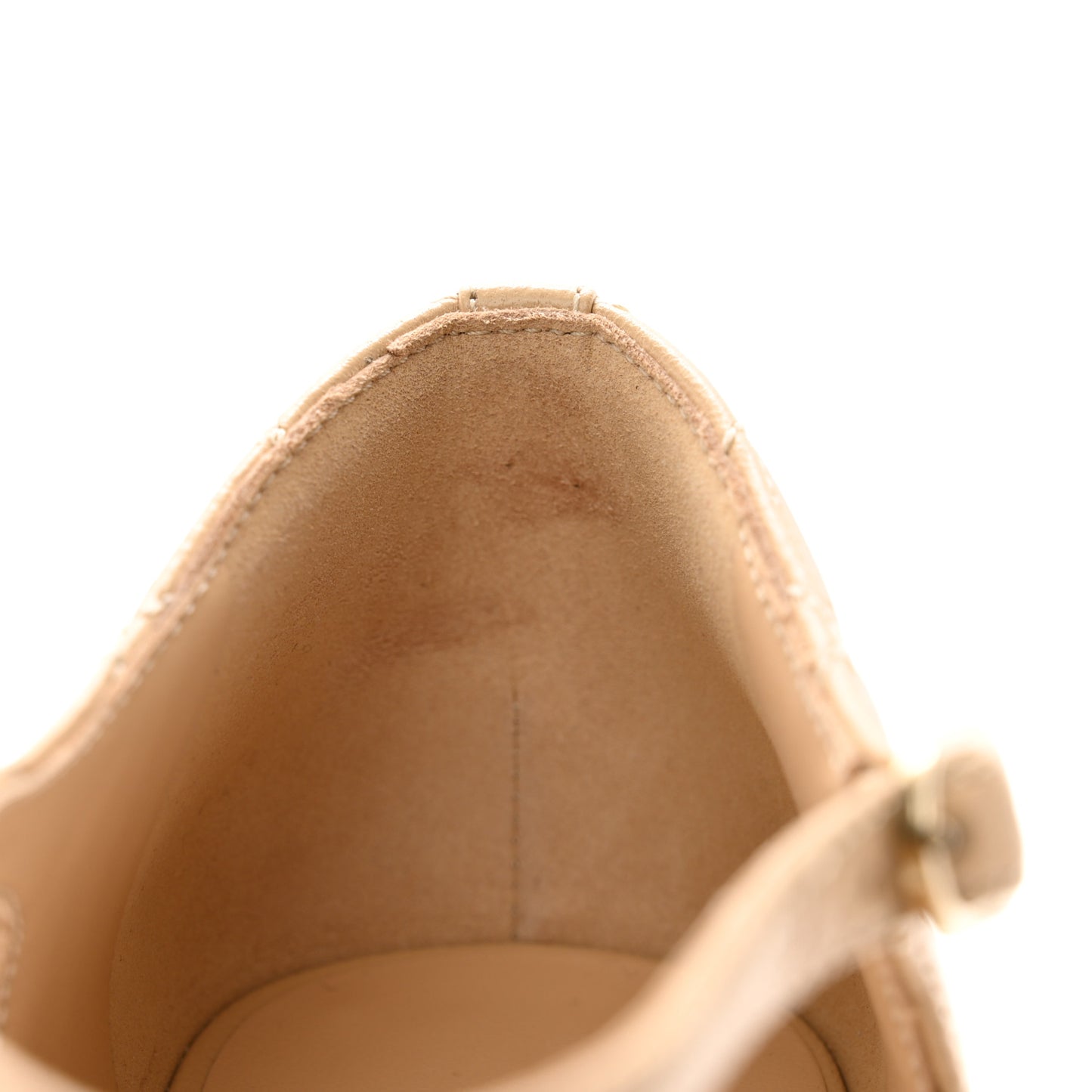 Lambskin Quilted Cap Toe Mary Jane Pumps 38 Beige Black