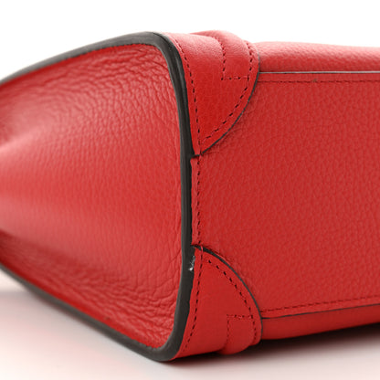 Celine Drummed Calfskin Nano Luggage Red 8 of 9