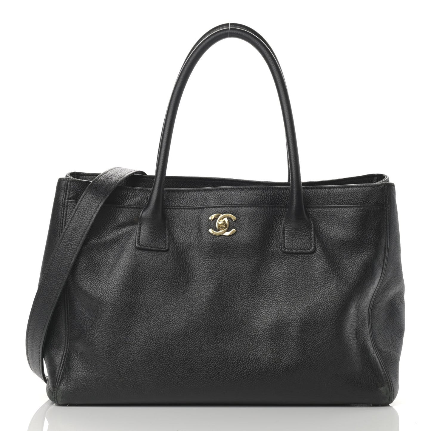 Calfskin Cerf Executive Shopper Tote Black