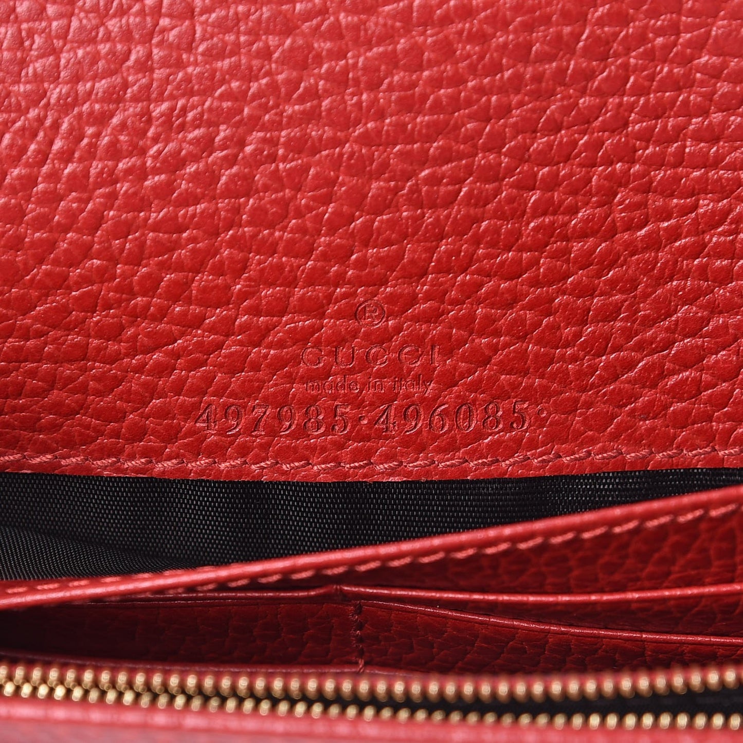 Dollar Calfskin Mini GG Marmont Chain Wallet Hibiscus Red