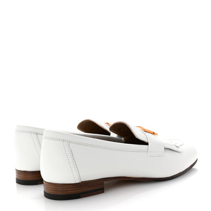 Hermes Calfskin Womens Royal Loafers 36 White 5 of 10