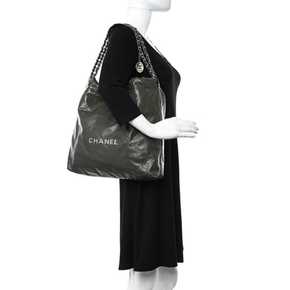 Chanel Shiny Calfskin Quilted Chanel 22 Khaki 2 of 11