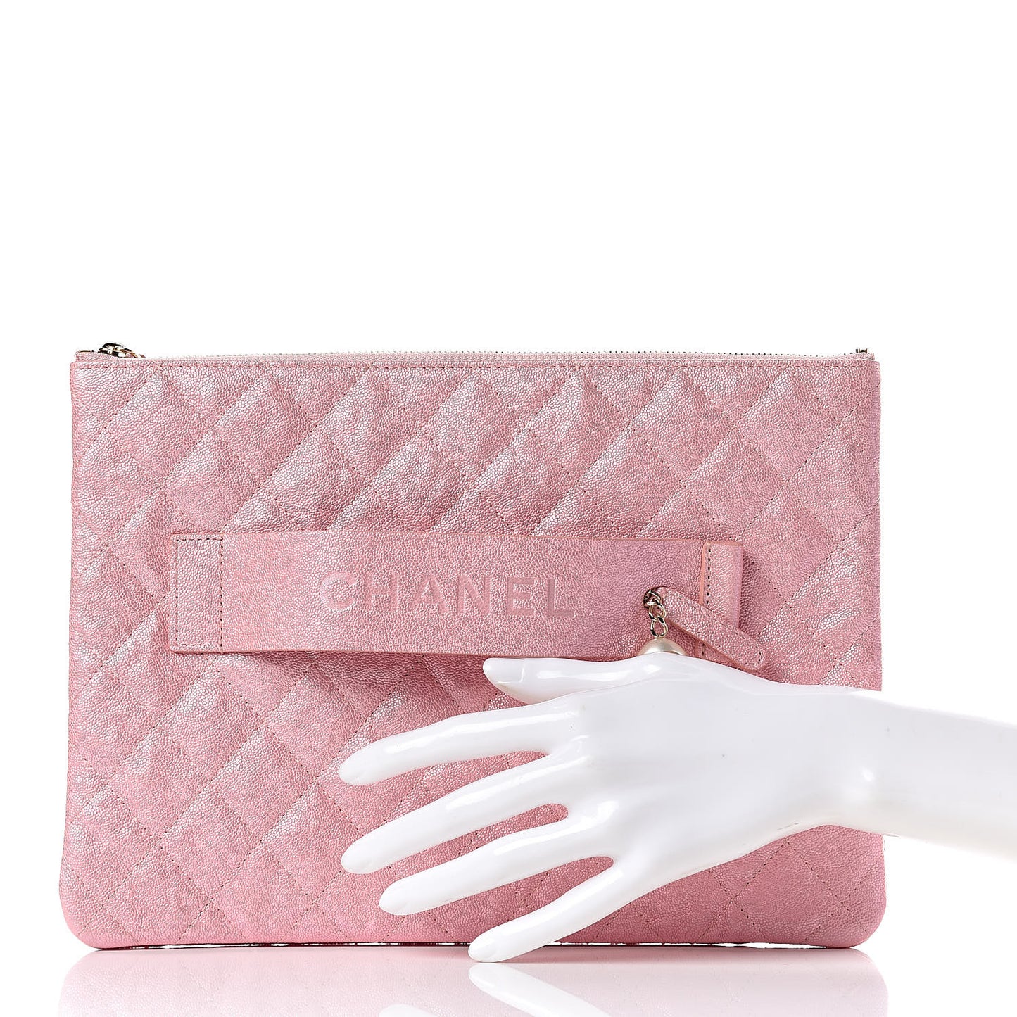 Iridescent Caviar Medium Night by the C Pouch Clutch Rose Pink