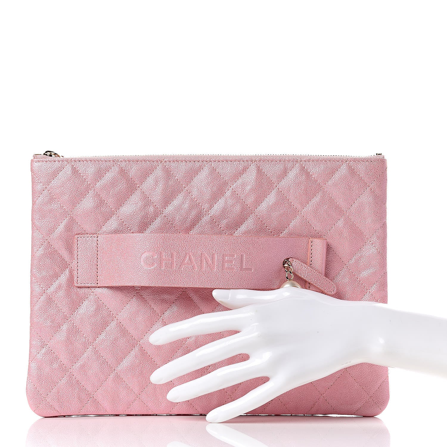 Chanel Iridescent Caviar Medium Night by the C Pouch Clutch Rose Pink 2 of 8
