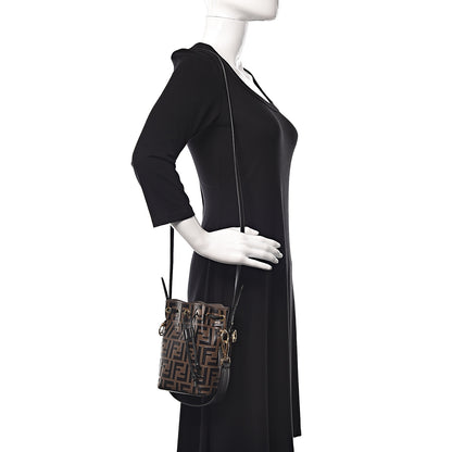 Fendi Vitello Liberty F is Fendi Bi-Color FF 1974 Embossed Mini Mon Tresor Bucket Bag Maya Black 2 of 10