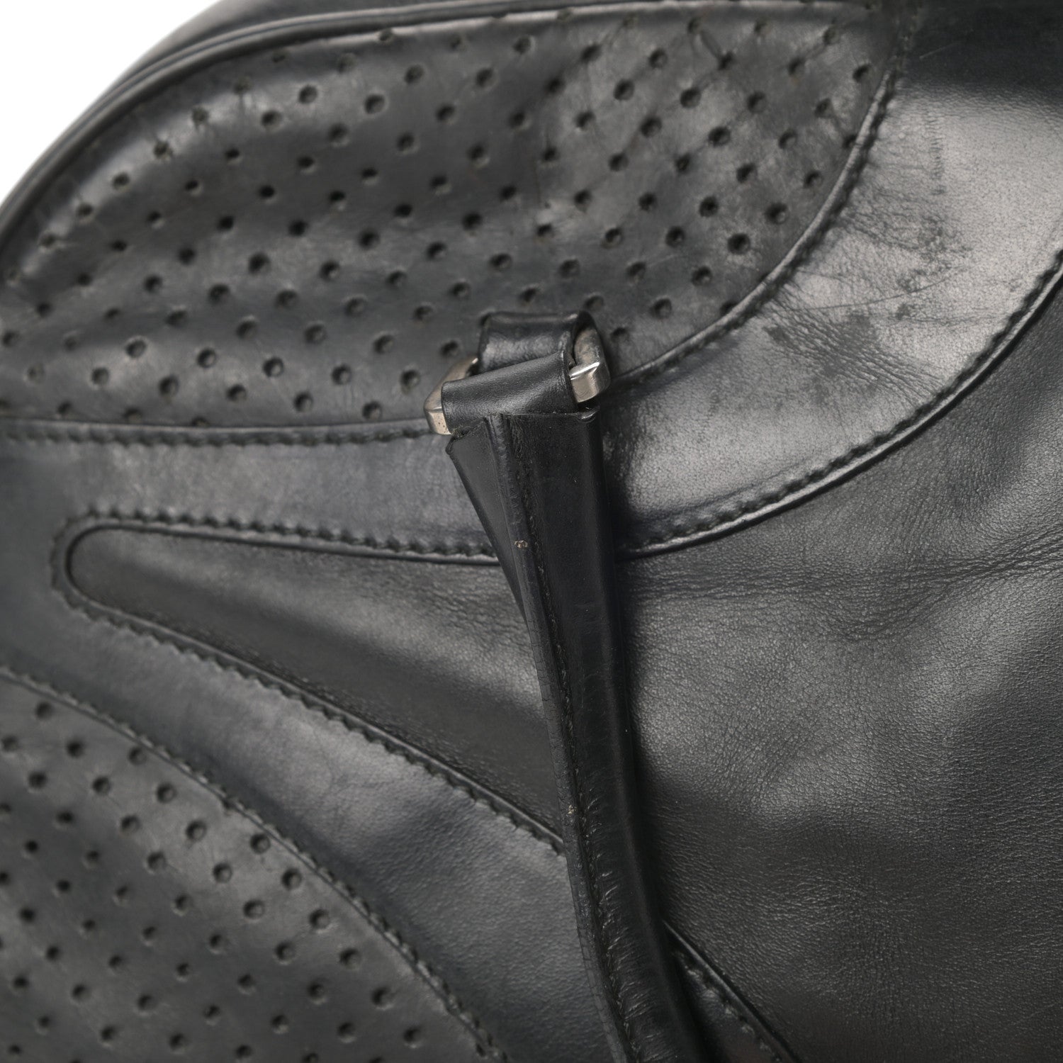 Prada Vitello Drive Perforated Bowling Bag Black 14 of 17