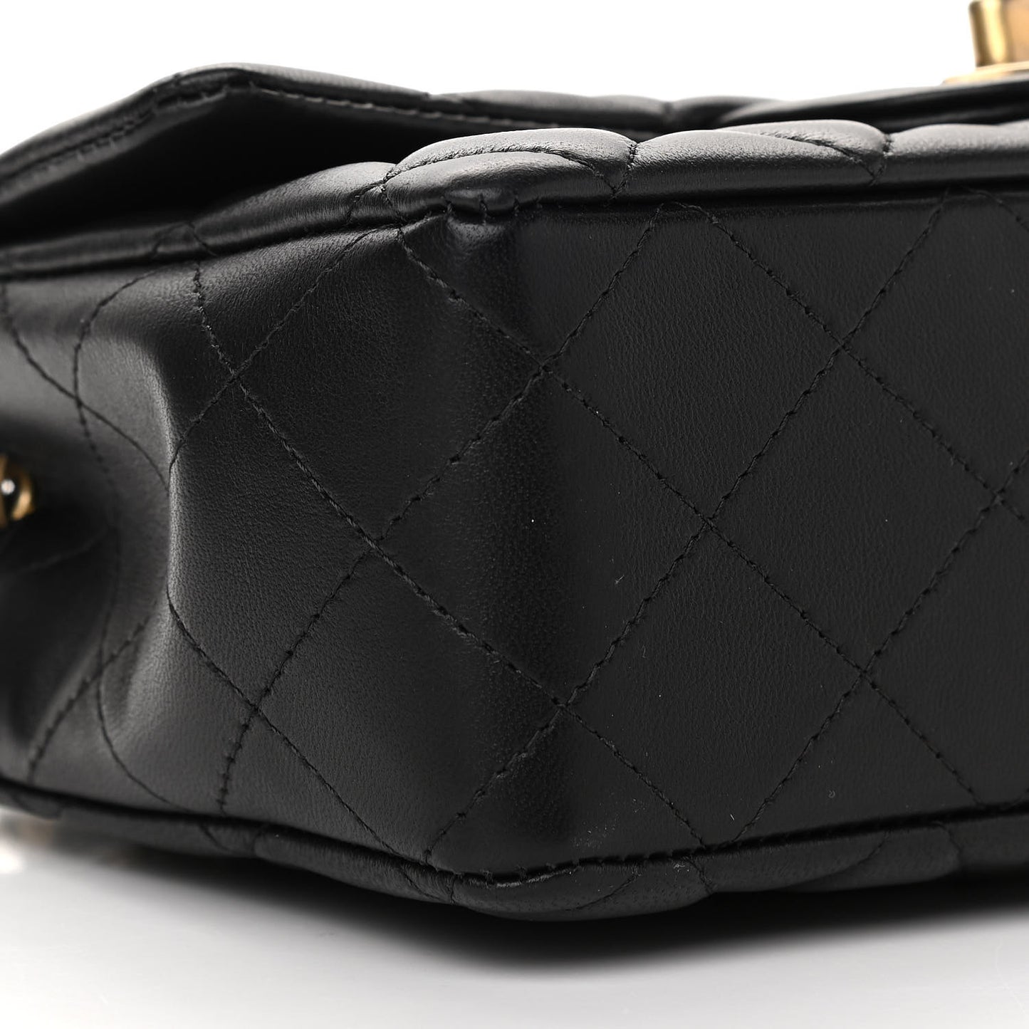 Lambskin Quilted Mini Rectangular Flap Black