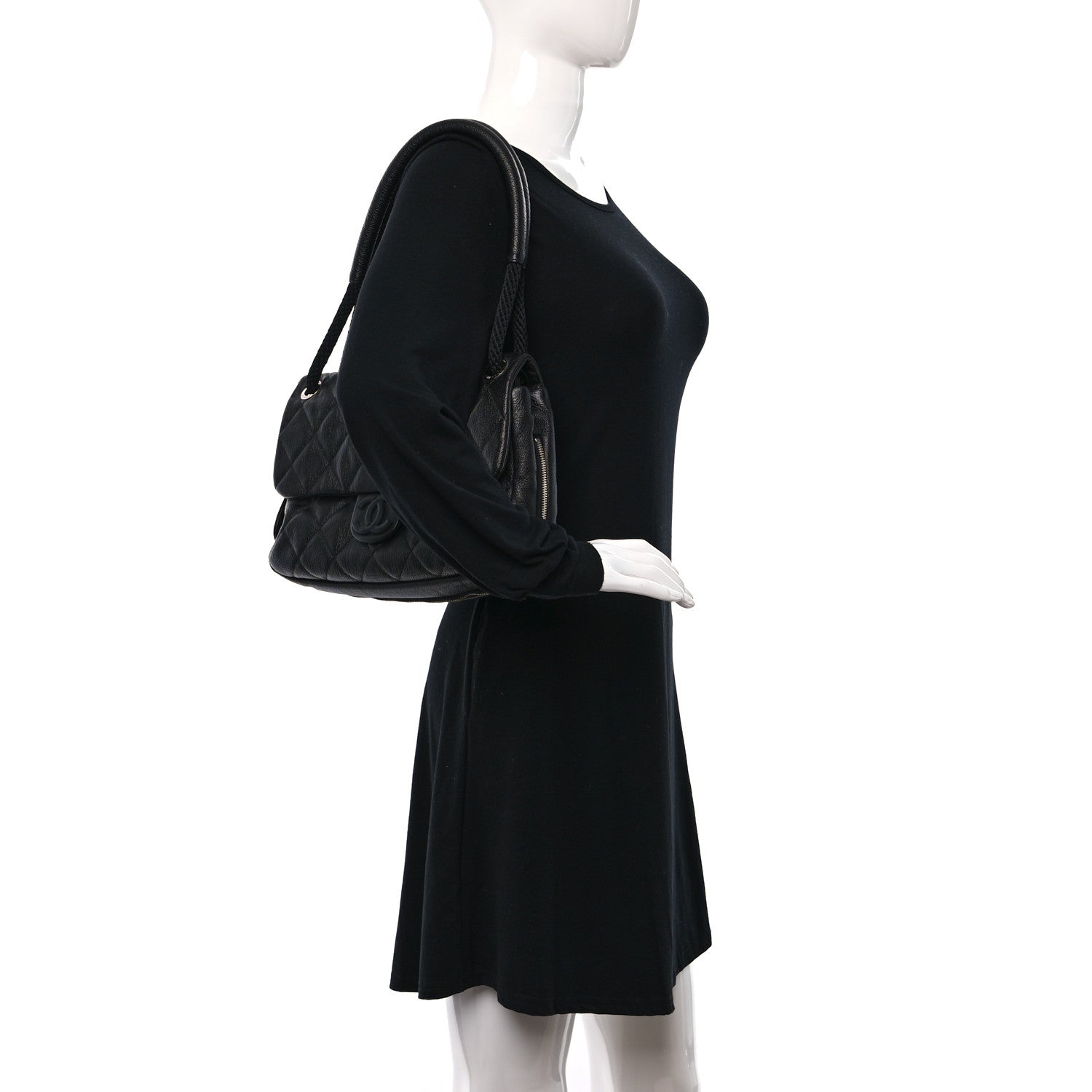 Chanel Calfskin Quilted Expandable Zip Flap Shoulder Bag Black 2 of 10