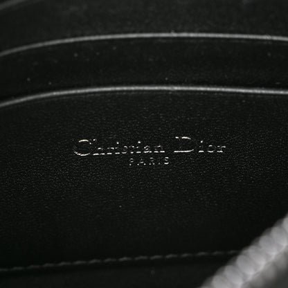 Christian Dior Calfskin Macrocannage Diamond Caro Zipped Pouch With Chain Black 6 of 10