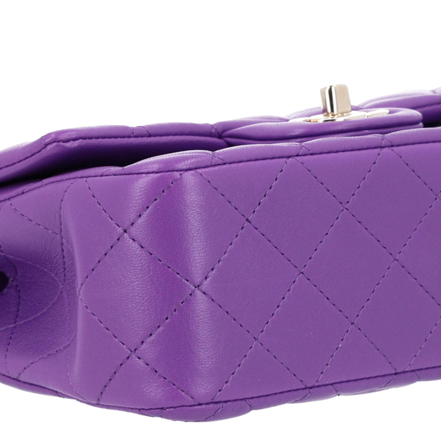 Chanel Lambskin Quilted Mini Top Handle Rectangular Flap Dark Purple 10 of 11