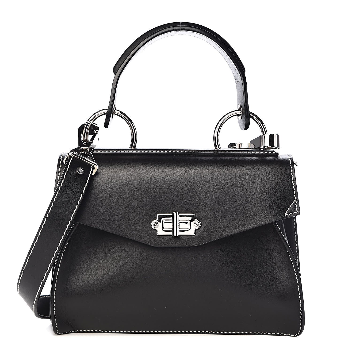 Proenza Schouler Smooth Calfskin Small Hava Top Handle Bag Black 1 of 10