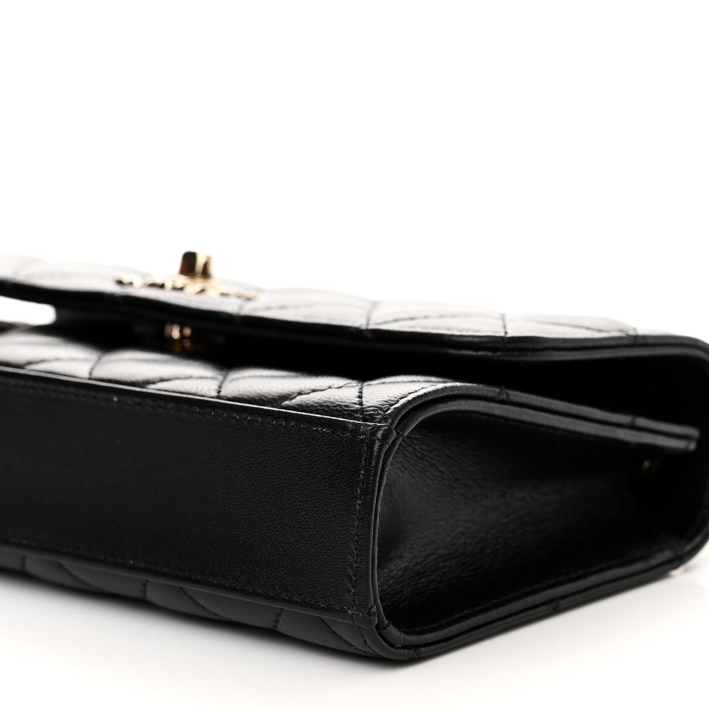 Lambskin Quilted Trendy CC Flap Phone Holder With Chain Black