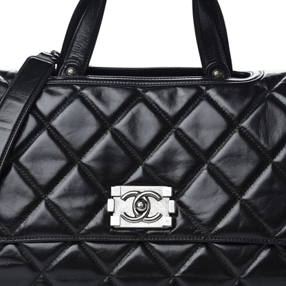 Chanel Glazed Calfskin Boy Satchel Flap Black 12 of 13
