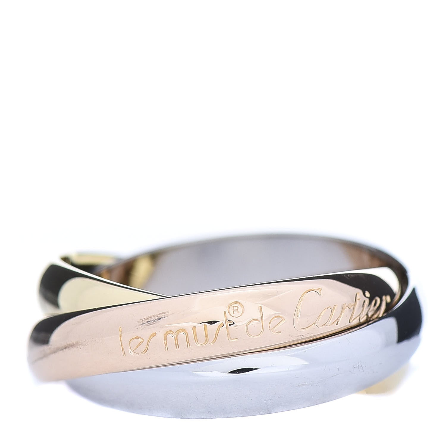 Cartier 18K Pink Yellow White Gold Classic Les Must De Trinity Ring 53 6.5 1 of 7