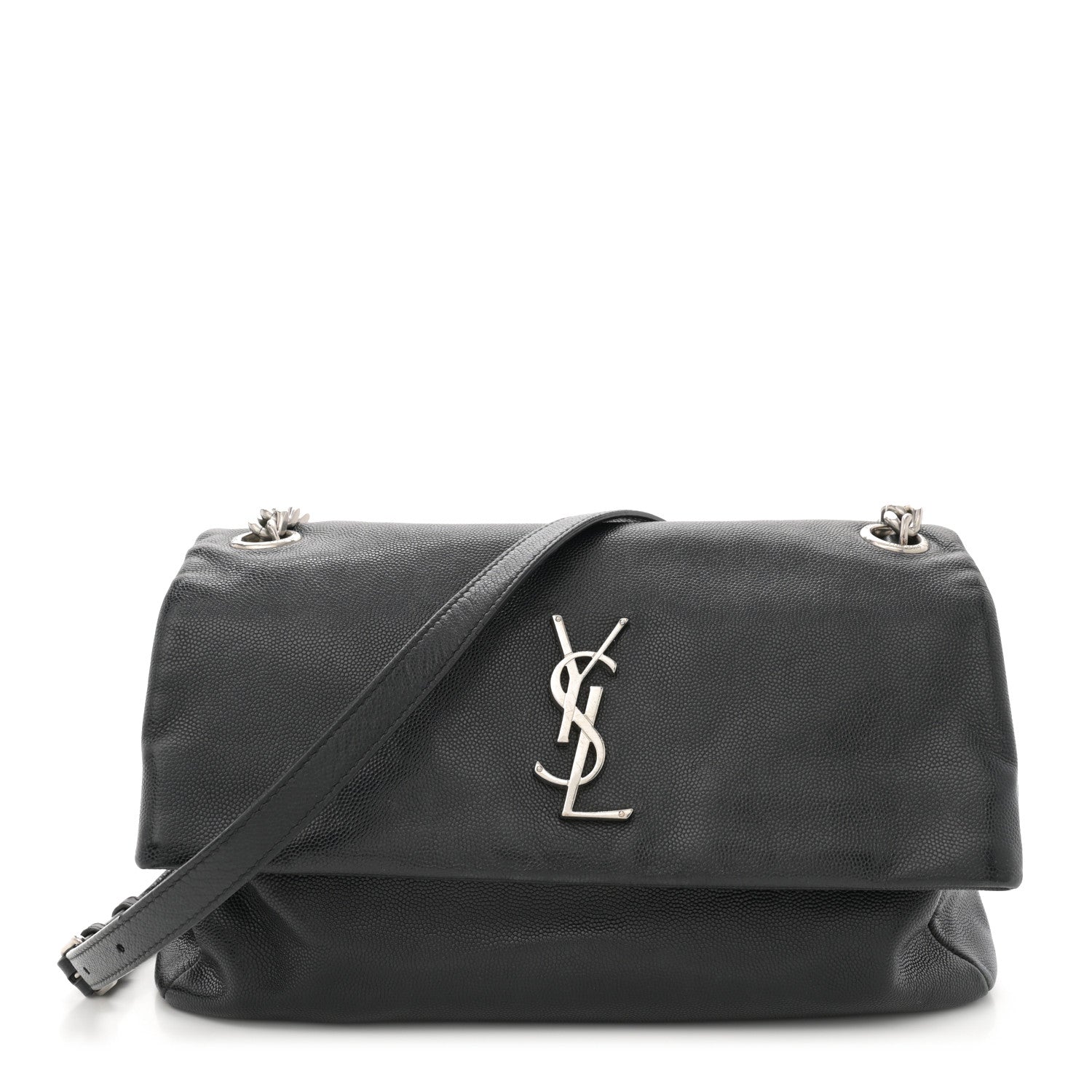 Saint Laurent Grain De Poudre Medium West Hollywood Monogram Fold-Over Black 1 of 13