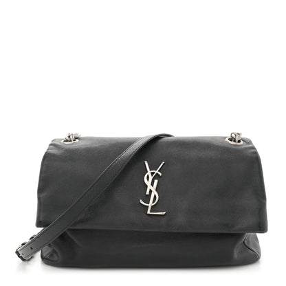 Saint Laurent Grain De Poudre Medium West Hollywood Monogram Fold-Over Black 1 of 13