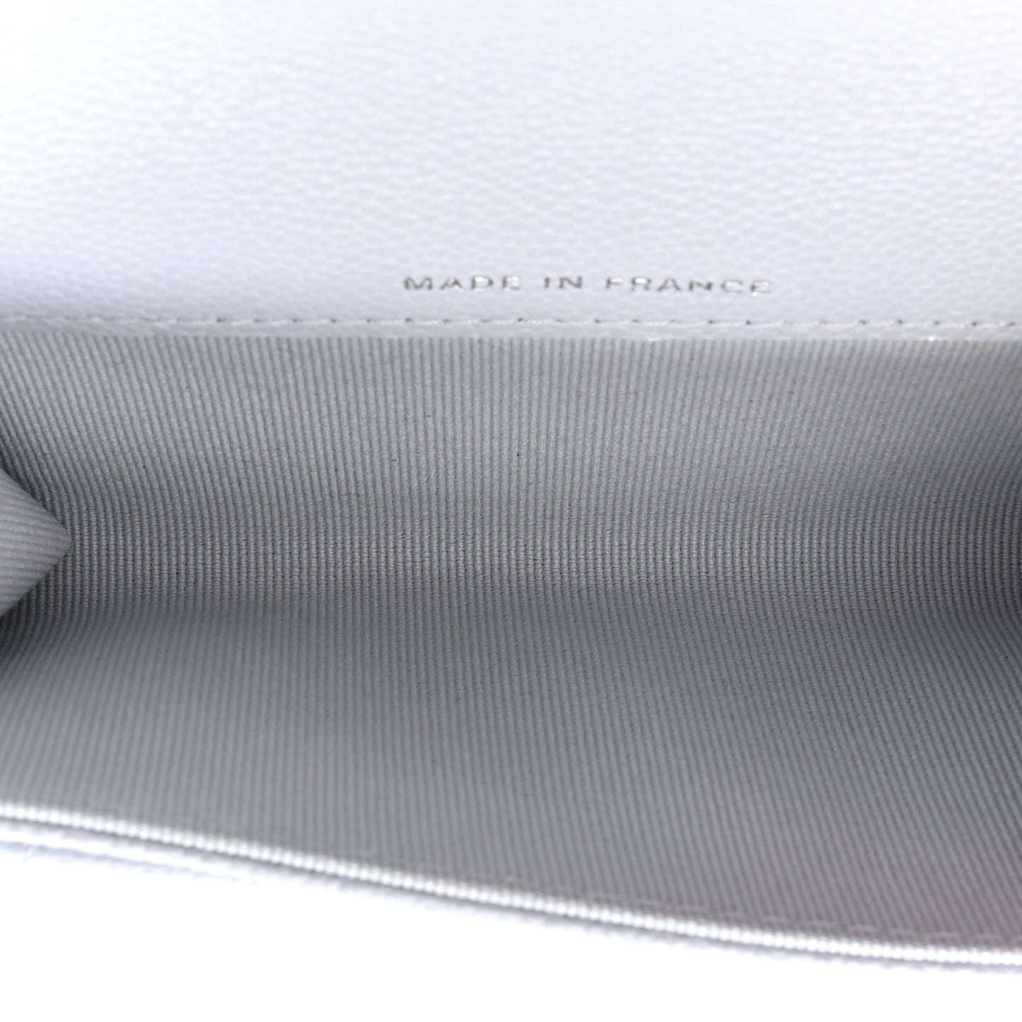 Caviar Quilted Flap Card Holder Wallet Light Grey