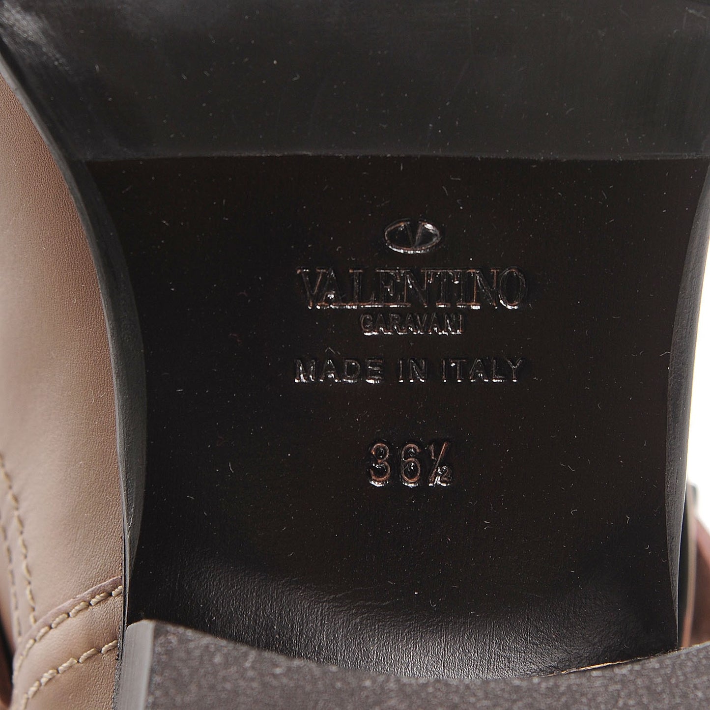 Calfskin Lock Studded Biker Boots 36.5 Beige