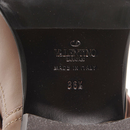 Valentino Garavani Calfskin Lock Studded Biker Boots 36.5 Beige 6 of 8