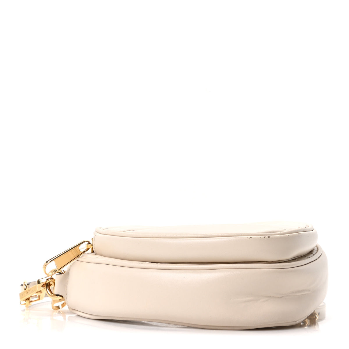 Calfskin Matelasse Diagonal Mini Interlocking G Heart Shoulder Bag Mystic White