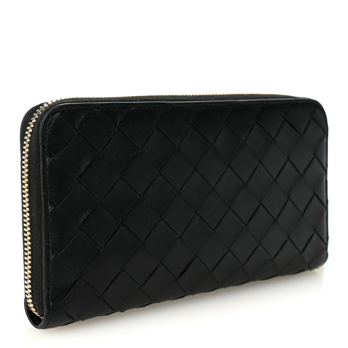Nappa Intrecciato Zip Around Wallet Black