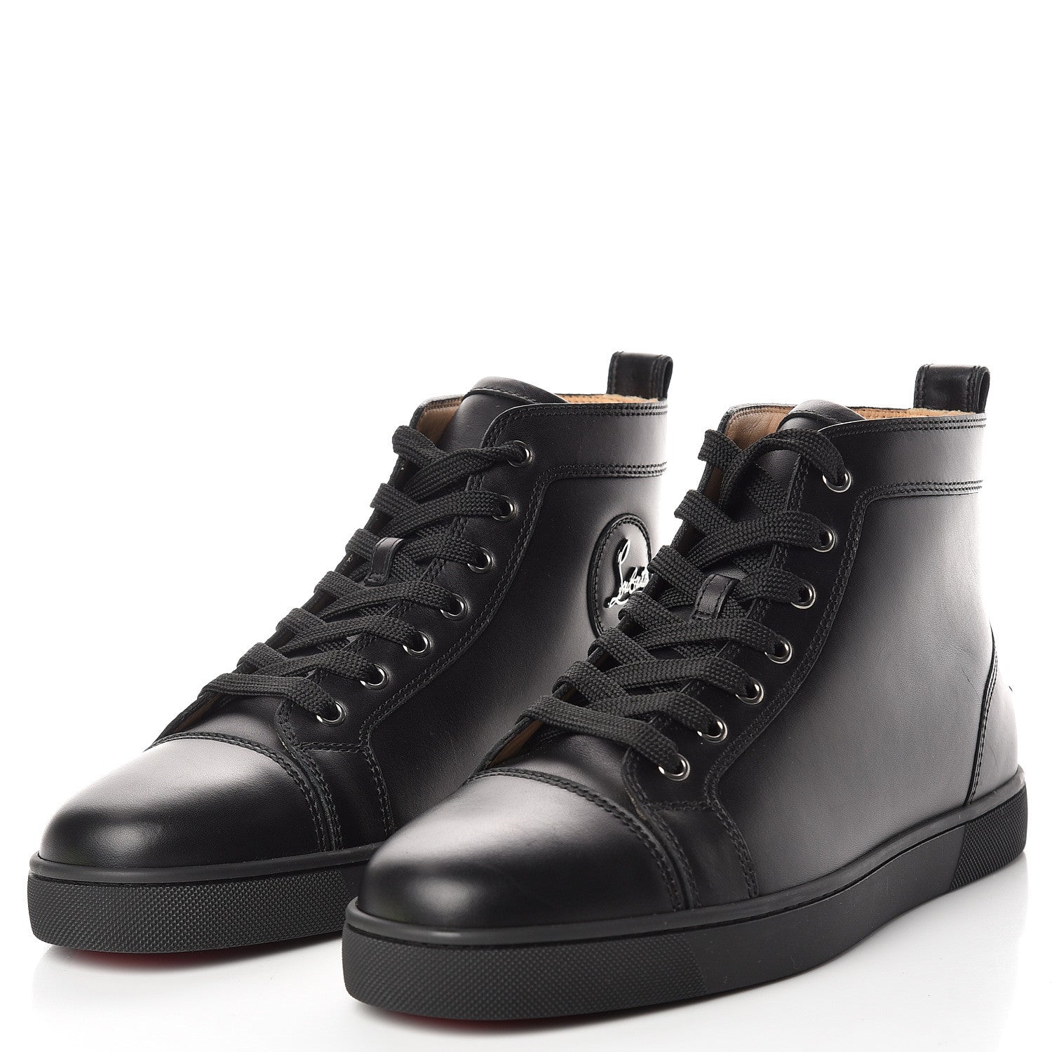 Christian Louboutin Calfskin Mens Louis High Top Sneakers 40.5 Black 2 of 11