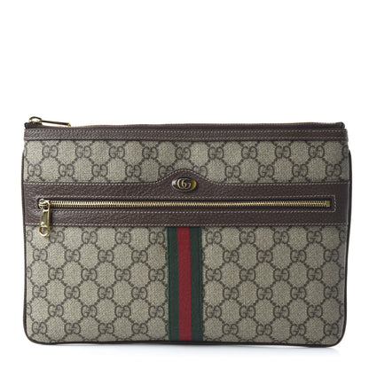 Gucci GG Supreme Monogram Large Ophidia Pouch Clutch Brown 1 of 11