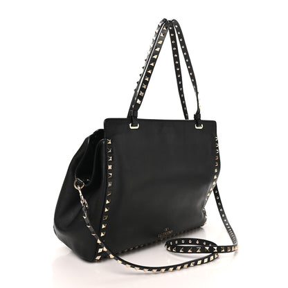 Valentino Garavani Vitello Medium Rockstud Tote Black 2 of 8