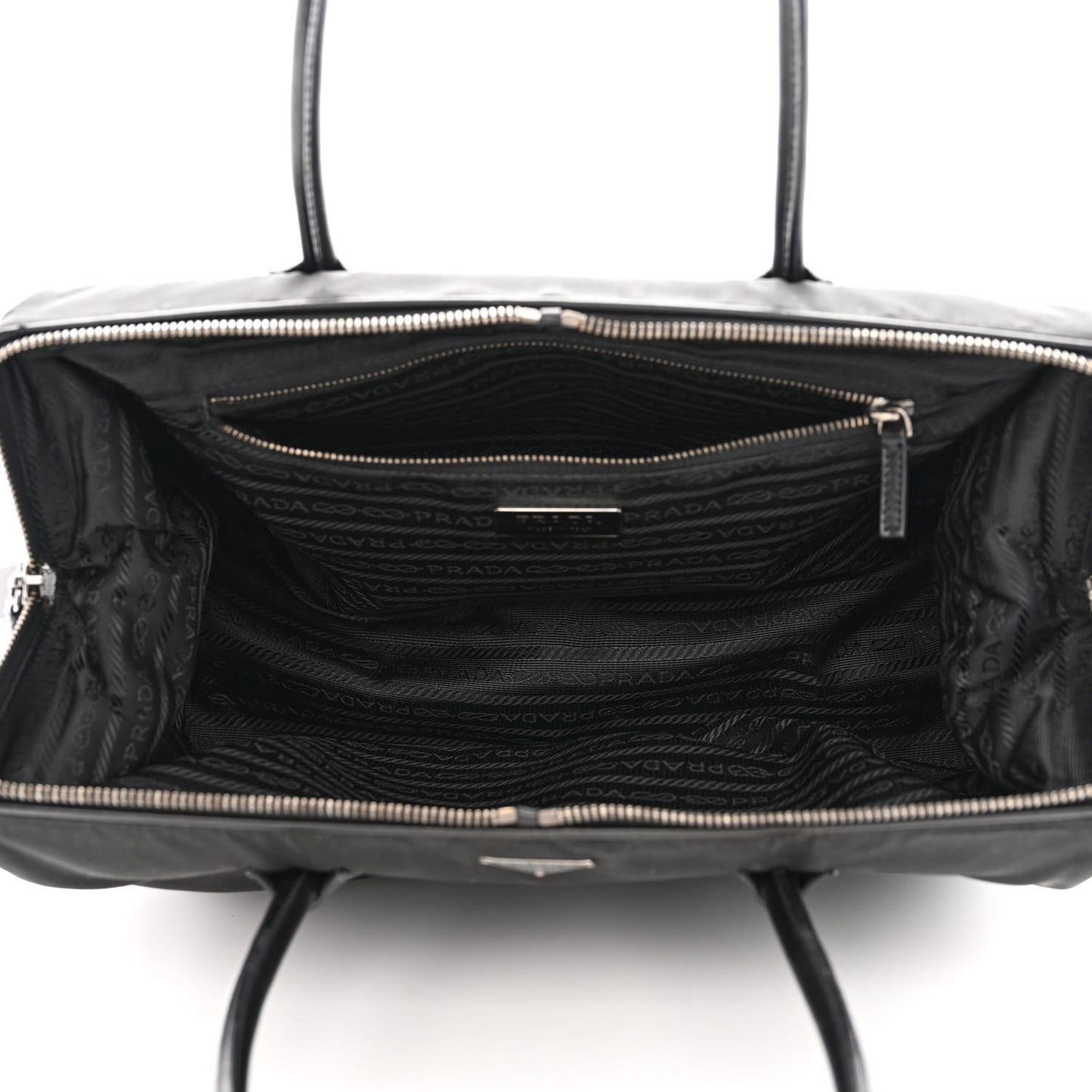 Tessuto Nylon Soft Calfskin Shoulder Bag Black