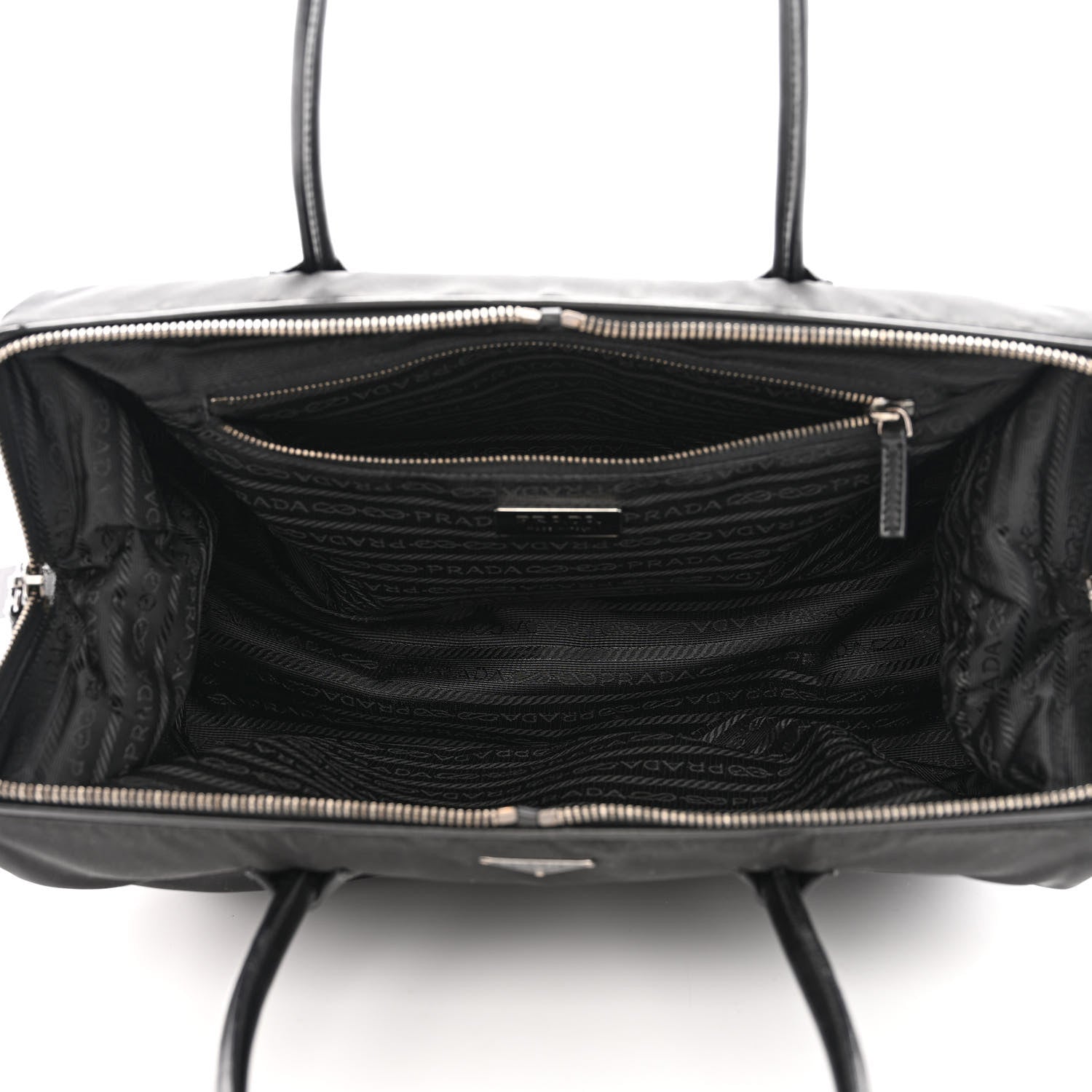 Prada Tessuto Nylon Soft Calfskin Shoulder Bag Black 5 of 10
