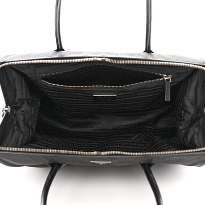 Prada Tessuto Nylon Soft Calfskin Shoulder Bag Black 5 of 10