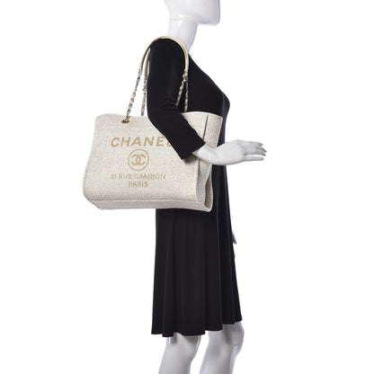 Chanel Lurex Boucle Small Deauville Tote Ivory 2 of 9