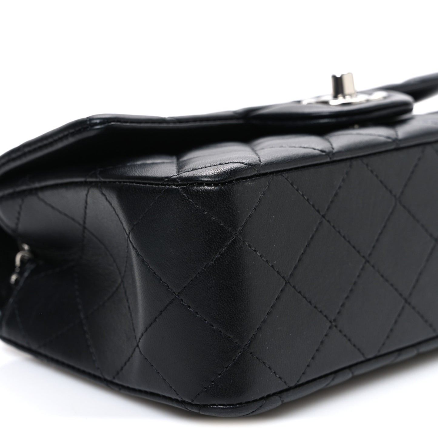 Lambskin Quilted Mini Rectangular Flap Black