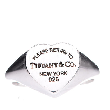 Tiffany Sterling Silver Return to Tiffany Heart Signet Ring 52 6 1 of 6