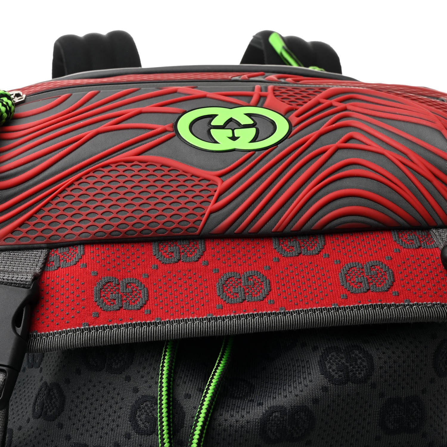 Gucci Jersey GG Monogram All Over Pan Sport Double Buckle Backpack Grey Green Multicolor 8 of 10