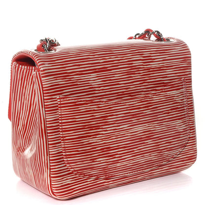 Chanel Patent Calfskin Striped Mini Square Flap Red 3 of 7