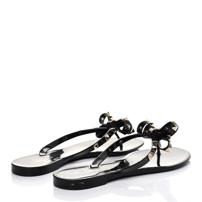 Valentino Garavani PVC Jelly Rockstud Bow Thong Sandals 39 Black 4 of 10