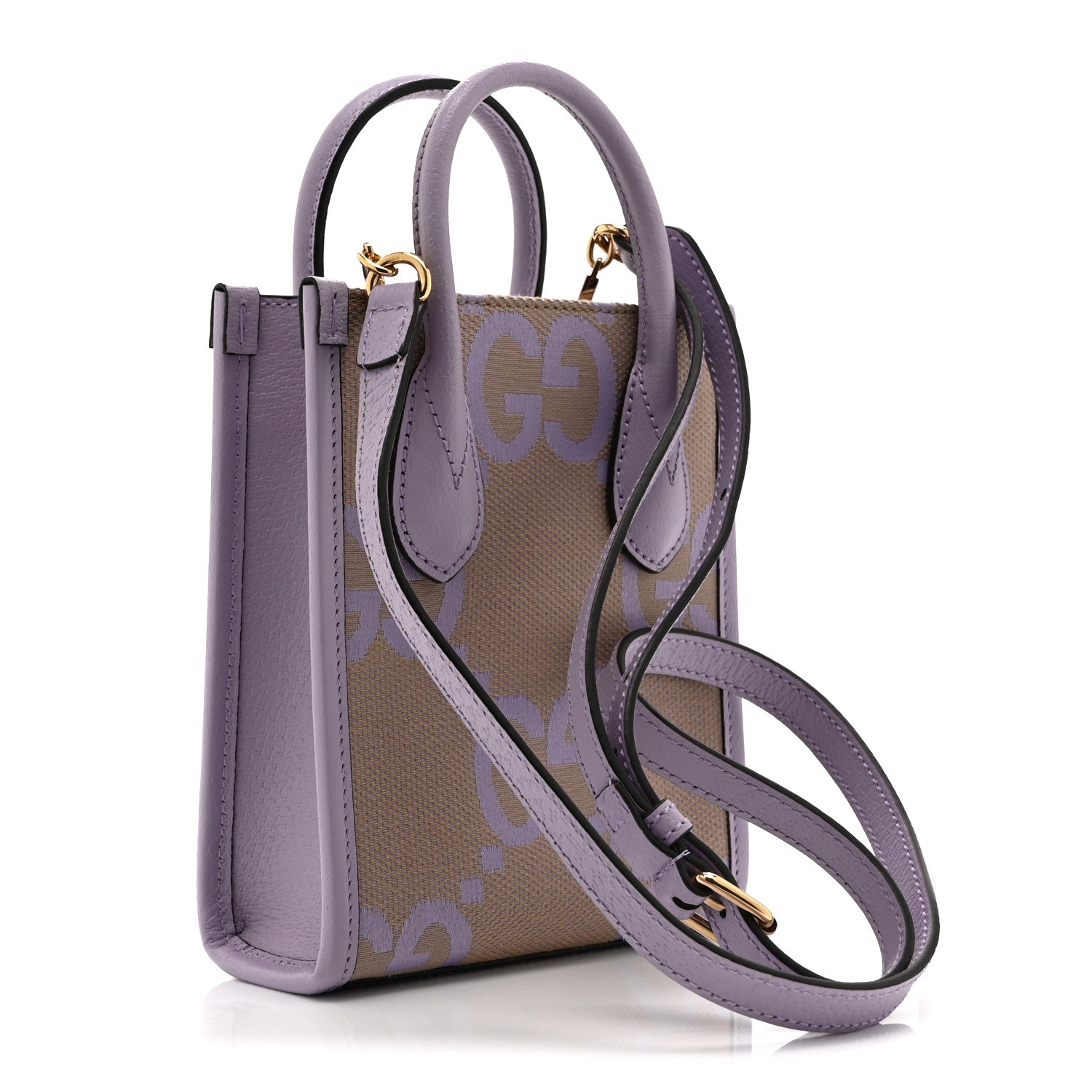 Gucci Monogram Jumbo GG Textured Dollar Calfskin Mini Tote Bag Beige Lapis 3 of 11