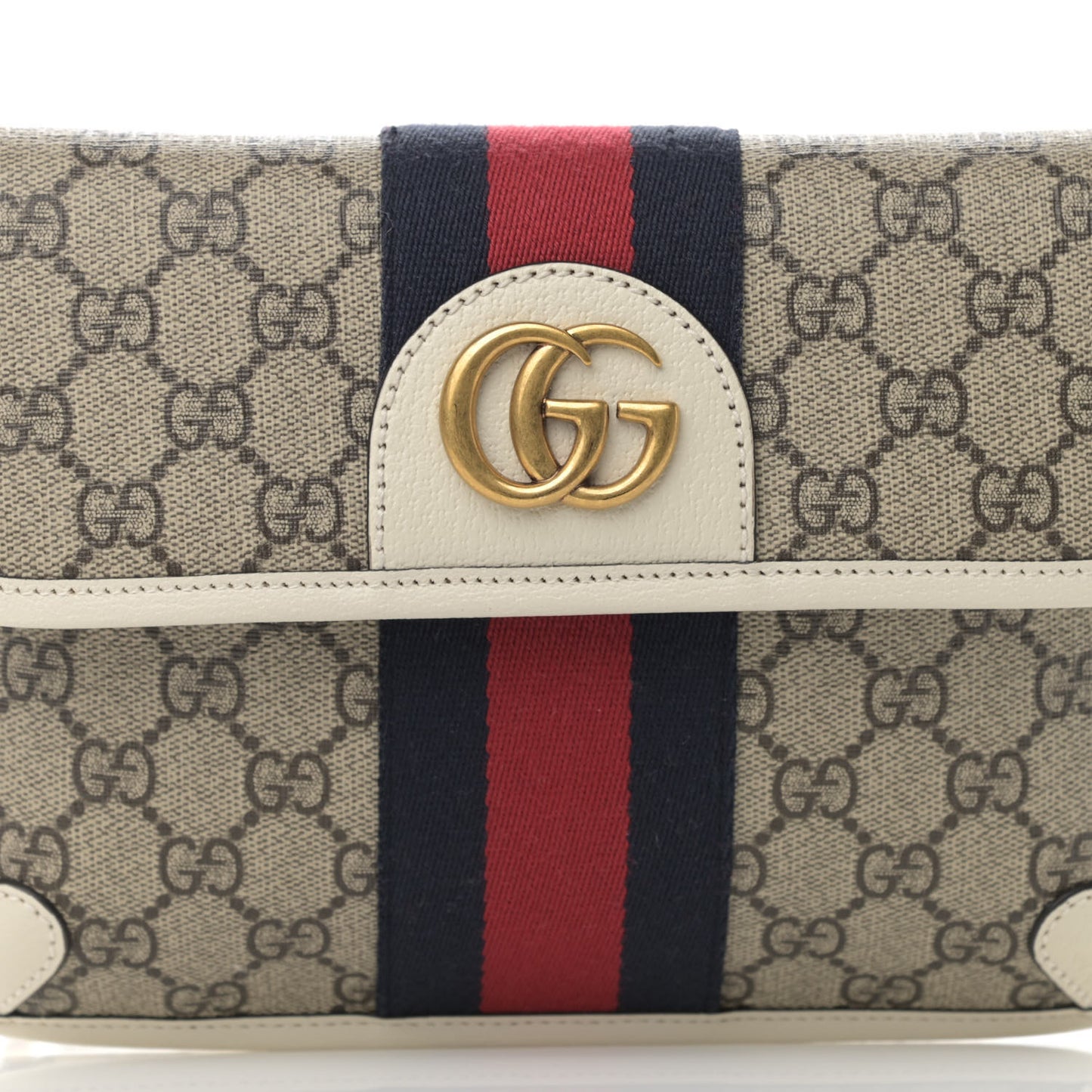 GG Supreme Monogram Web Small Ophidia Belt Bag 100 40 Brown White