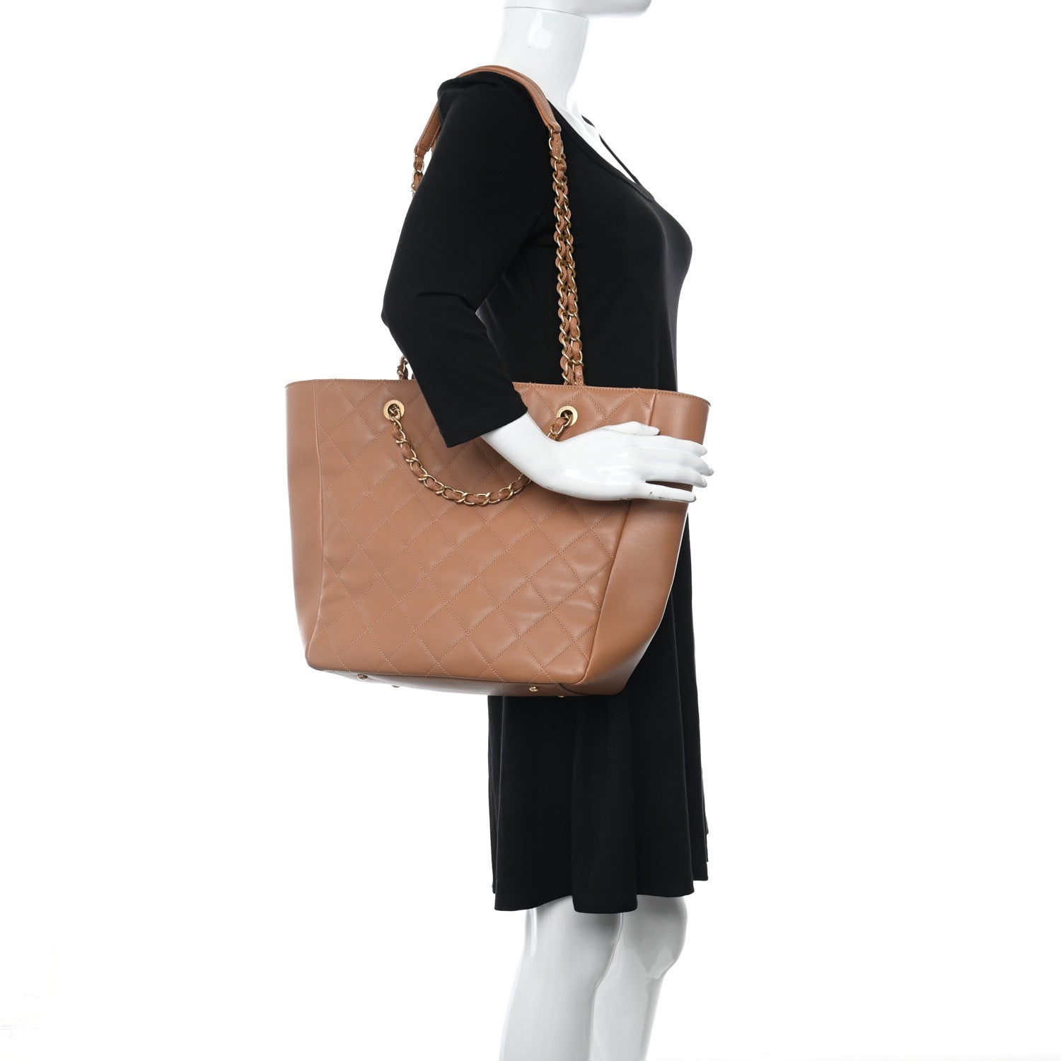 Chanel Calfskin Stitched Large Shopping Bag Brown 3 of 9